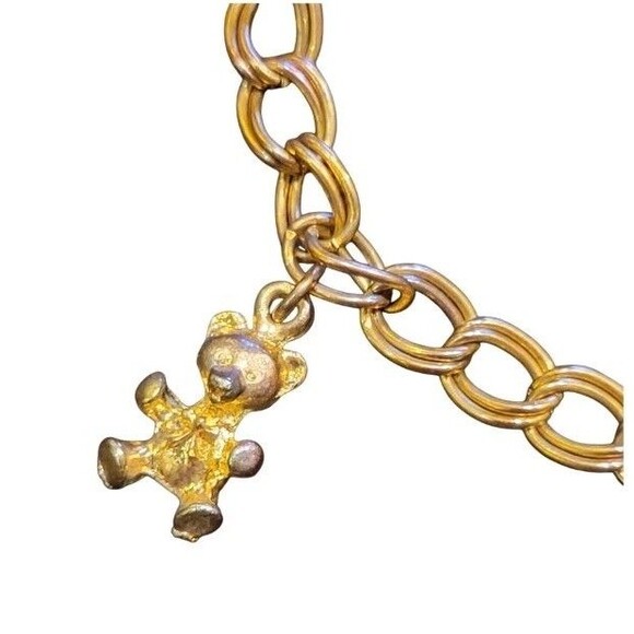 Christmas Reindeer Sleigh Present Teddy Bear Holly Bell Charm Bracelet 6.5 in - Picture 5 of 7
